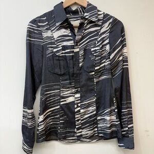 Diesel Gray and White Long Sleeve Button Down Shirt Size XS